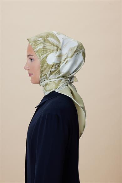 NÜVE TİVİL İPEK EŞARP 90*90 CM - ADAÇAYI