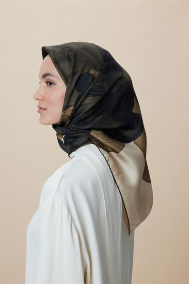 NÜVE TİVİL İPEK EŞARP 90*90 CM - HAKİ