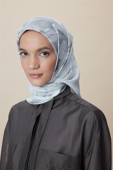 NÜVE TİVİL İPEK EŞARP 90*90 CM - KIRIK BEYAZ