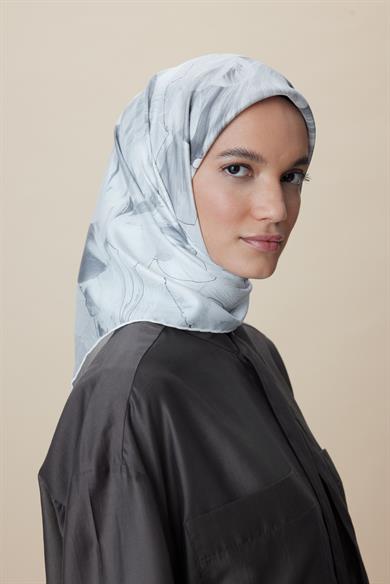 NÜVE TİVİL İPEK EŞARP 90*90 CM - KIRIK BEYAZ