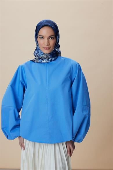 NÜVE TİVİL İPEK EŞARP 90*90 CM - LACİVERT