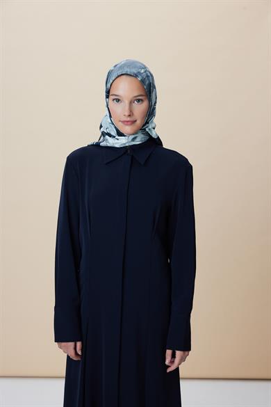 NÜVE TİVİL İPEK EŞARP 90*90 CM - PETROL MAVİ