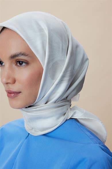 NÜVE TİVİL İPEK EŞARP 90*90 CM - VİZON
