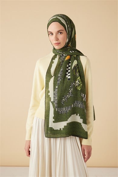 NÜVE YÜN MODAL ŞAL 70*200 CM - HAKİ