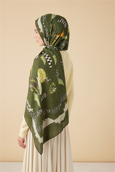 NÜVE YÜN MODAL ŞAL 70*200 CM - HAKİ