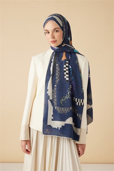 NÜVE YÜN MODAL ŞAL 70*200 CM - LACİVERT