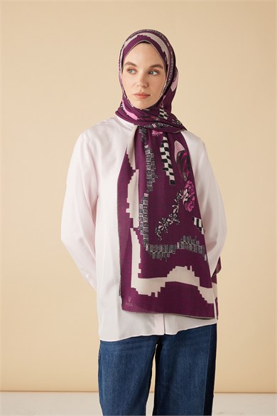 NÜVE YÜN MODAL ŞAL 70*200 CM - MÜRDÜM