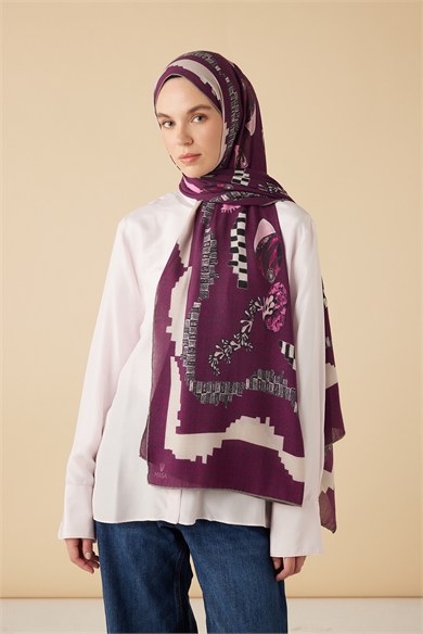 NÜVE YÜN MODAL ŞAL 70*200 CM - MÜRDÜM