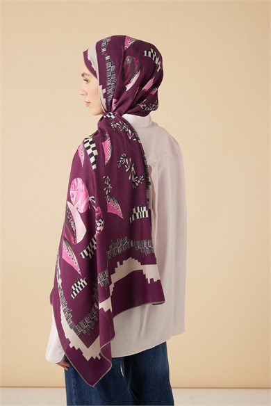 NÜVE YÜN MODAL ŞAL 70*200 CM - MÜRDÜM