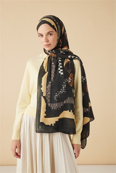 NÜVE YÜN MODAL ŞAL 70*200 CM - SİYAH