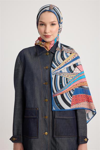 ÖZDE FLOŞ VİSKON ŞAL 70*190 CM - MAVİ