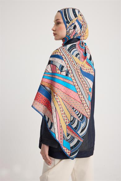 ÖZDE FLOŞ VİSKON ŞAL 70*190 CM - MAVİ