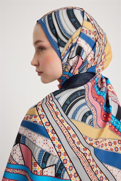 ÖZDE FLOŞ VİSKON ŞAL 70*190 CM - MAVİ