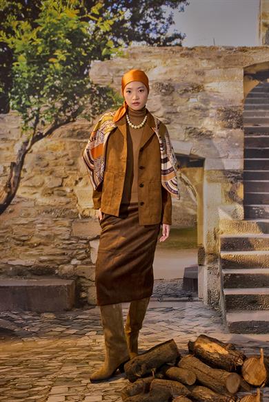 ÖZDE MULBERRY İPEK EŞARP 90*90 CM - TURUNCU