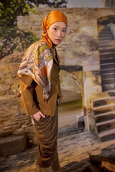 ÖZDE MULBERRY İPEK EŞARP 90*90 CM - TURUNCU