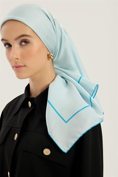 PAK TİVİL İPEK EŞARP 90*90 CM - AÇIK MAVİ