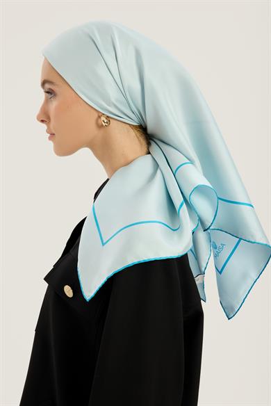 PAK TİVİL İPEK EŞARP 90*90 CM - AÇIK MAVİ