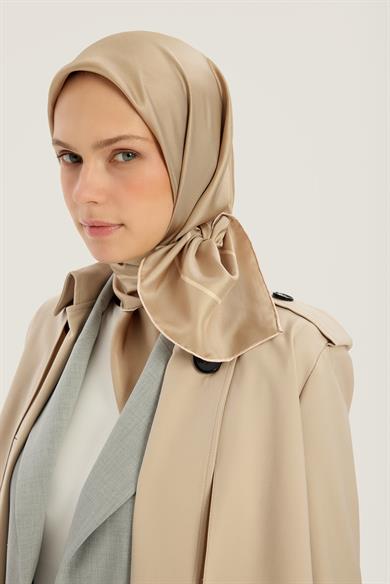 PAK TİVİL İPEK EŞARP 90*90 CM - CAMEL