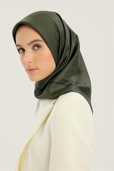PAK TİVİL İPEK EŞARP 90*90 CM - KOYU YEŞİL