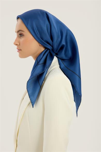 PAK TİVİL İPEK EŞARP 90*90 CM - MAVİ