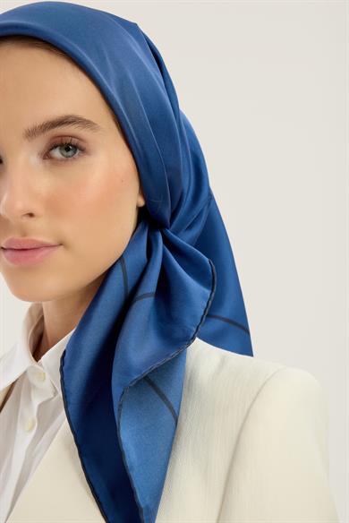 PAK TİVİL İPEK EŞARP 90*90 CM - MAVİ