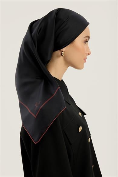 PAK TİVİL İPEK EŞARP 90*90 CM - SİYAH