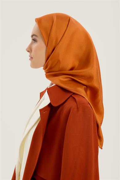 PAK TİVİL İPEK EŞARP 90*90 CM - TURUNCU