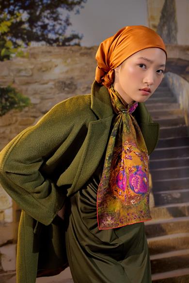 PAK TİVİL İPEK EŞARP 90*90 CM - TURUNCU