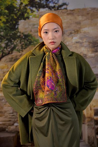 PAK TİVİL İPEK EŞARP 90*90 CM - TURUNCU