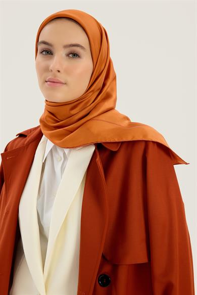 PAK TİVİL İPEK EŞARP 90*90 CM - TURUNCU