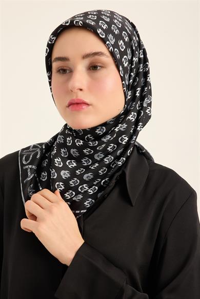 PARE TİVİL İPEK EŞARP 90*90 CM - ANTRASİT