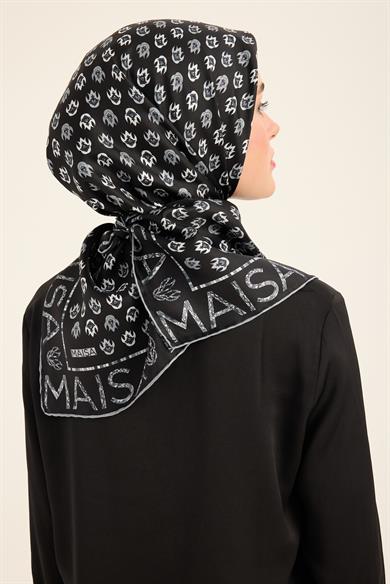 PARE TİVİL İPEK EŞARP 90*90 CM - ANTRASİT