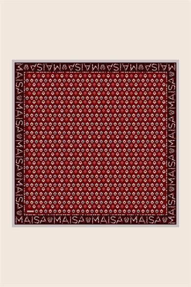 PARE TİVİL İPEK EŞARP 90*90 CM - BORDO