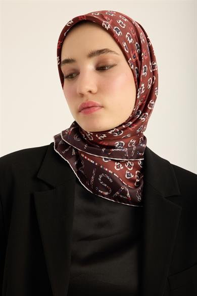 PARE TİVİL İPEK EŞARP 90*90 CM - BORDO