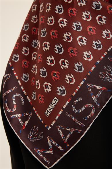 PARE TİVİL İPEK EŞARP 90*90 CM - BORDO