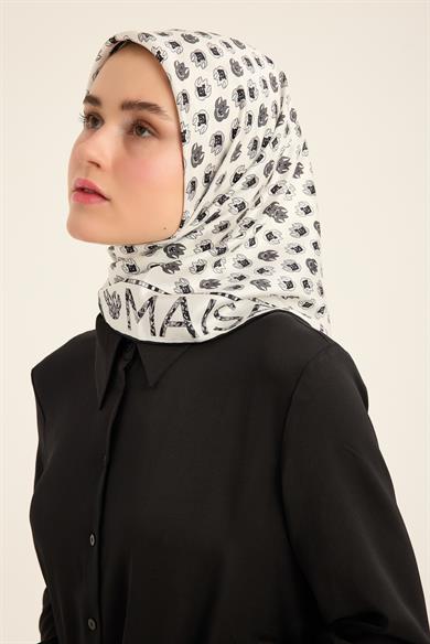 PARE TİVİL İPEK EŞARP 90*90 CM - EKRU
