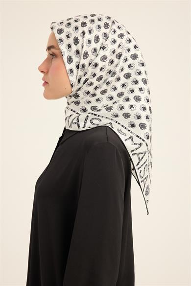 PARE TİVİL İPEK EŞARP 90*90 CM - EKRU