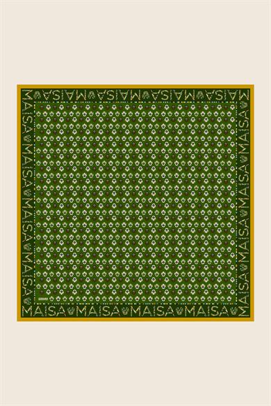 PARE TİVİL İPEK EŞARP 90*90 CM - KOYU YEŞİL