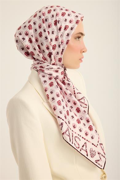 PARE TİVİL İPEK EŞARP 90*90 CM - PEMBE