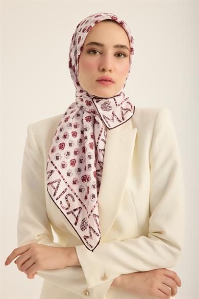 PARE TİVİL İPEK EŞARP 90*90 CM - PEMBE