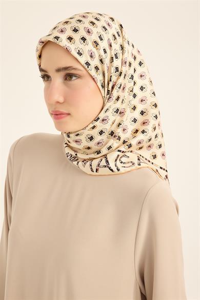 PARE TİVİL İPEK EŞARP 90*90 CM - SARI