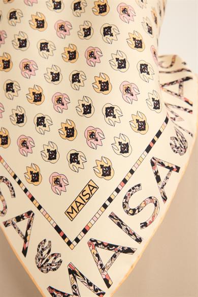 PARE TİVİL İPEK EŞARP 90*90 CM - SARI