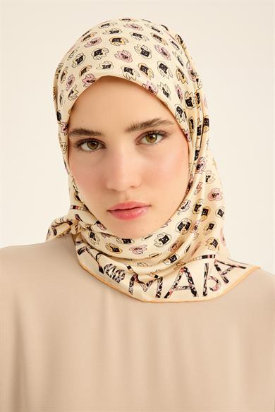 PARE TİVİL İPEK EŞARP 90*90 CM - SARI