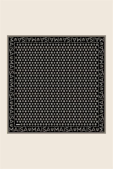 PARE TİVİL İPEK EŞARP 90*90 CM - SİYAH