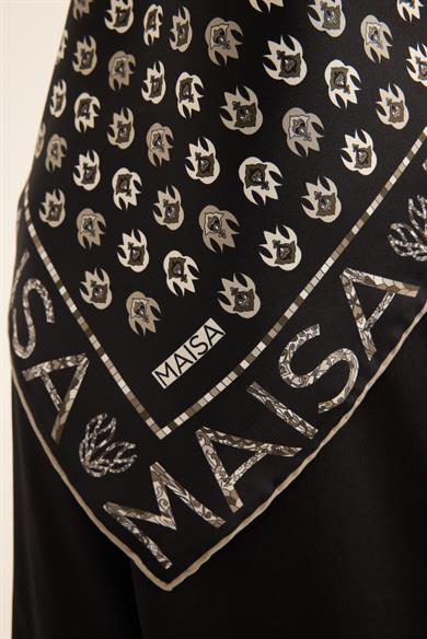 PARE TİVİL İPEK EŞARP 90*90 CM - SİYAH