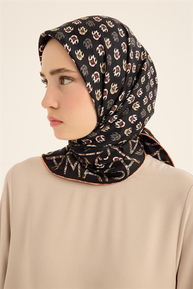 PARE TİVİL İPEK EŞARP 90*90 CM - TURUNCU