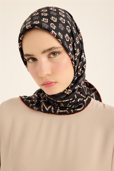 PARE TİVİL İPEK EŞARP 90*90 CM - TURUNCU