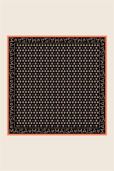 PARE TİVİL İPEK EŞARP 90*90 CM - TURUNCU