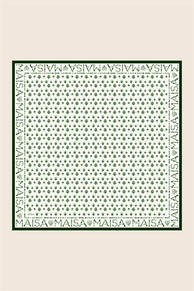 PARE TİVİL İPEK EŞARP 90*90 CM - YEŞİL