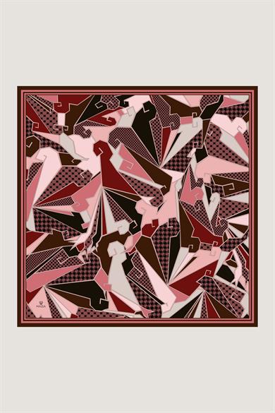 PEYDA PAMUK İPEK EŞARP 100*100 CM - BORDO